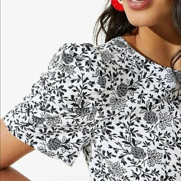 LOFT  Size 4 Floral Ruched Sleeve Shift Dress New! - Picture 2 of 8